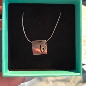B initial pendent rustic cuff necklace